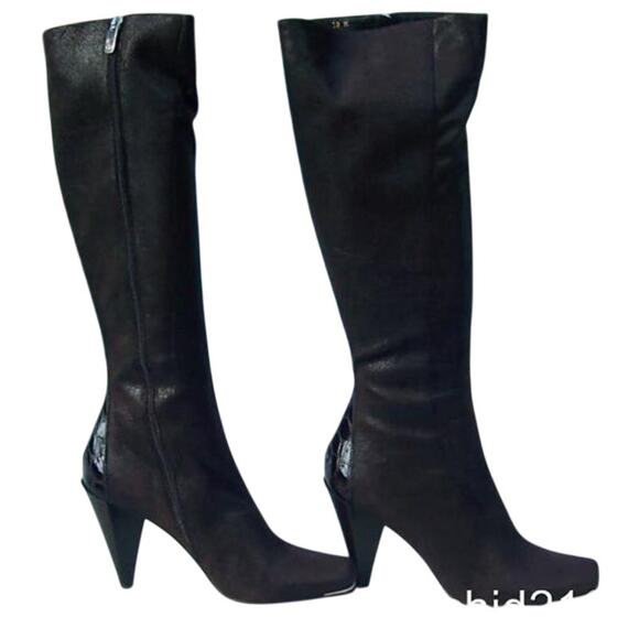 Donald Pliner Expresso Suede Croc Leather Boot New Water Resistant New NIB $495